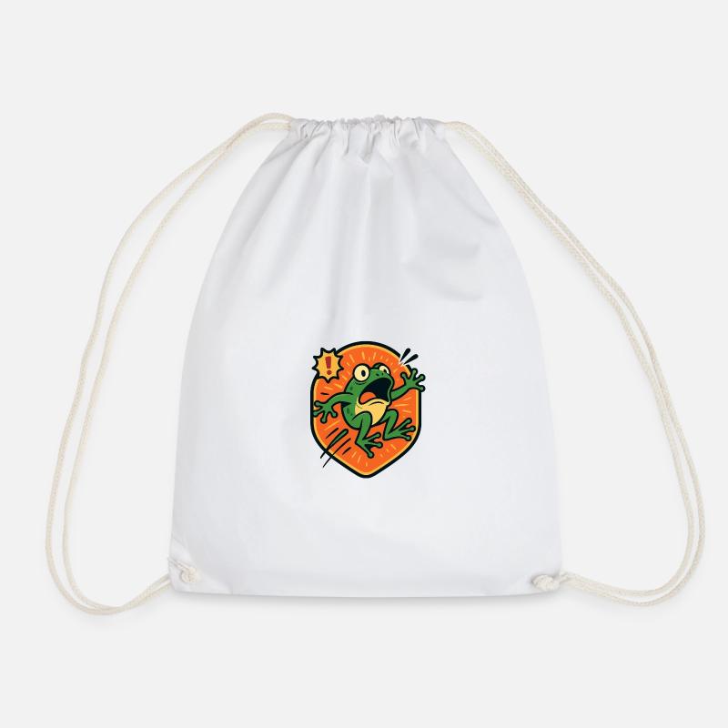 Panic Frog badge - Drawstring Bag - white