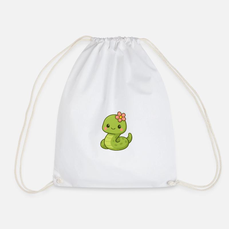 Cute snake lady with flower - Drawstring Bag - white