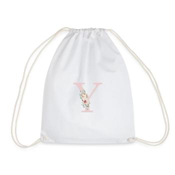 Y| Monogramme | Eucalyptus Pastel Fleur Bleu - Sac de sport léger - blanc - Devant