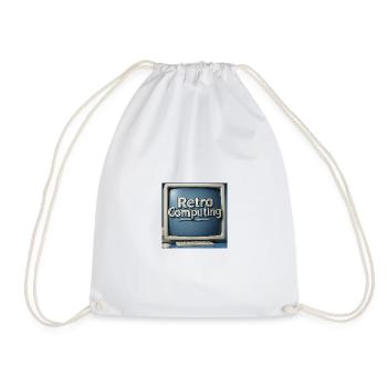 Retro Computer Graphics on Blue Background - Drawstring Bag - white - Front