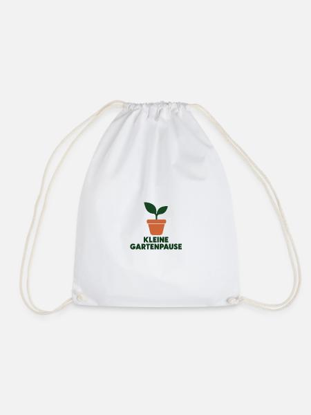 Kleine Gartenpause - Pflanze mit Text - Turnbeutel - Weiß