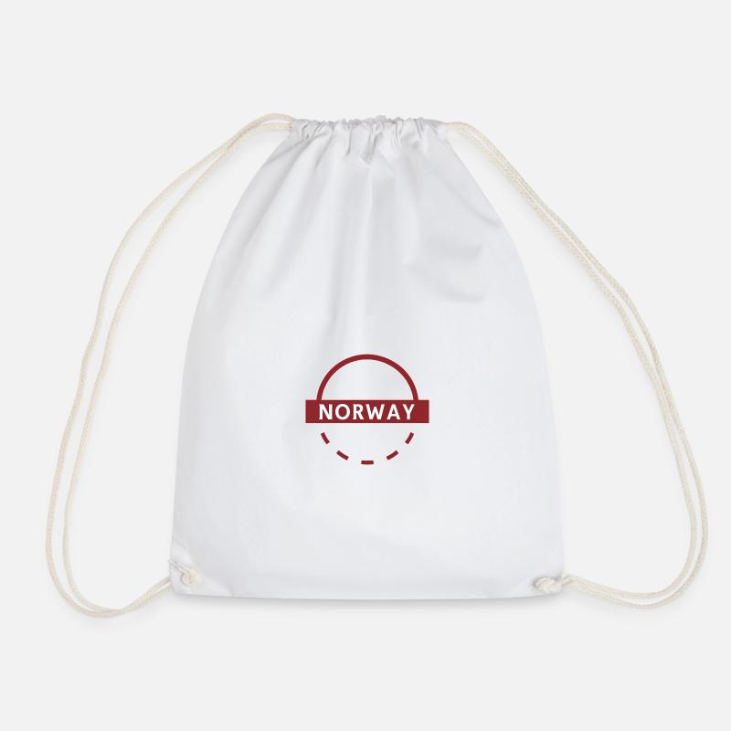 Norway Emblem Round Ring - Drawstring Bag - white