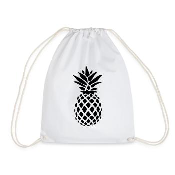 Pineapple black silhouette - Drawstring Bag - white - Front
