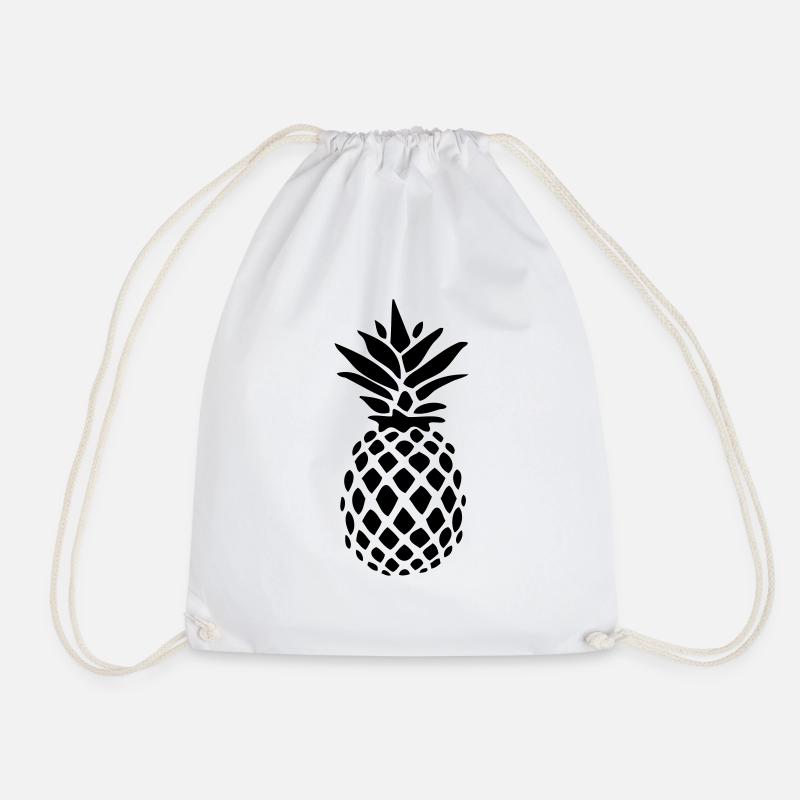 Ananas schwarz Silhouette - Turnbeutel - Weiß