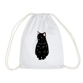 schwarze Katze - Turnbeutel - Weiß - Vorne