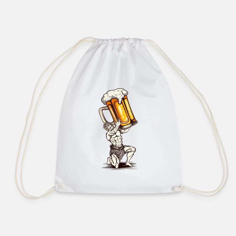 Beer Statue - Drawstring Bag - white