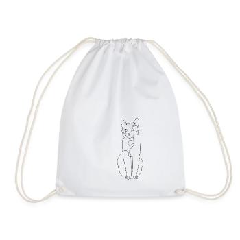 One-Line-Drawing Cat 001 - Turnbeutel - Weiß - Vorne