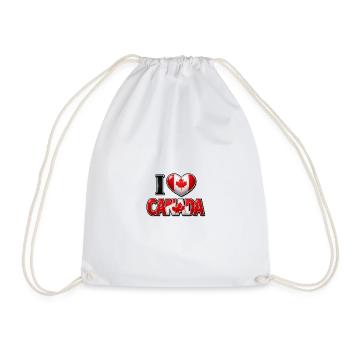 I Love Canada – Heart with Maple Leaf - Drawstring Bag - white - Front