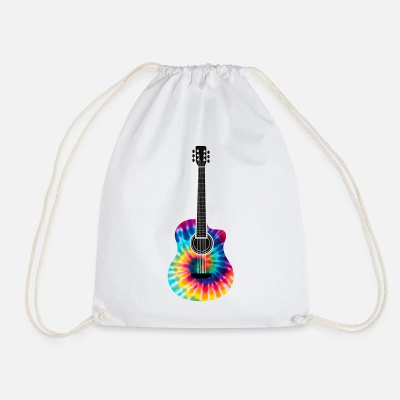 Mehrfarbiges Batik-Gitarrendesign - Turnbeutel - Weiß
