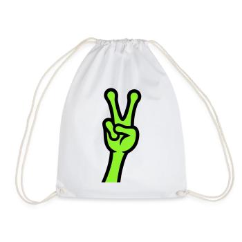 Alien Hand Peace Zeichen Icon - Turnbeutel - Weiß - Vorne