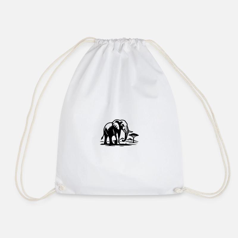 Silhouette d’éléphant Savane - Sac de sport léger - blanc
