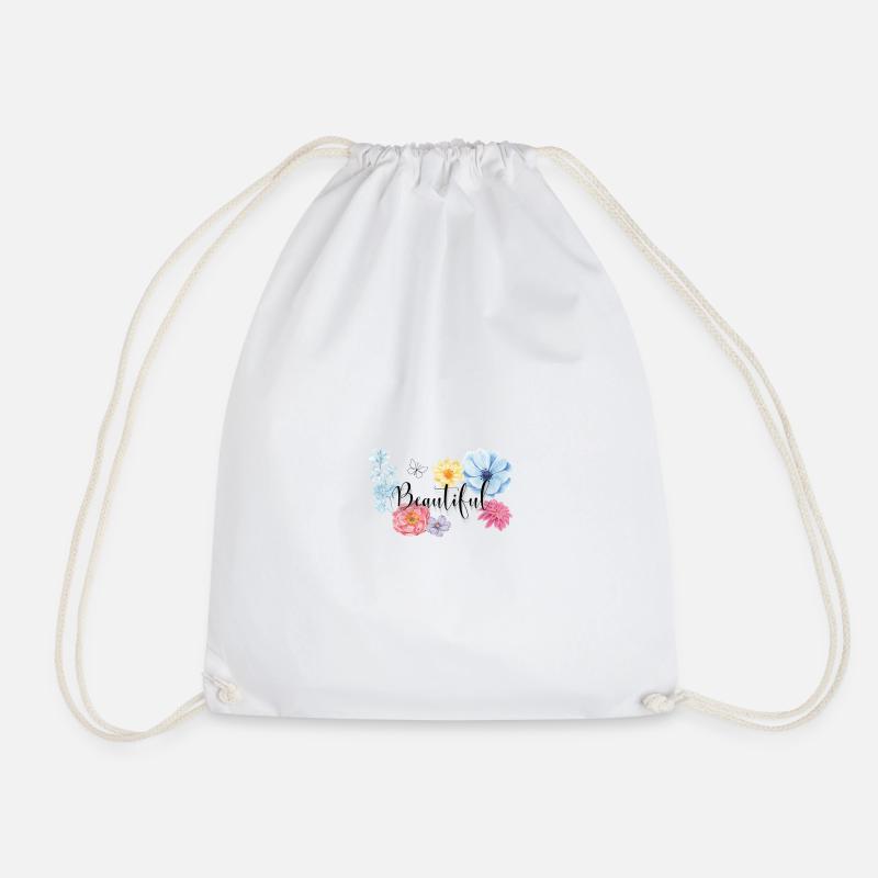 Beautiful floral - Drawstring Bag - white
