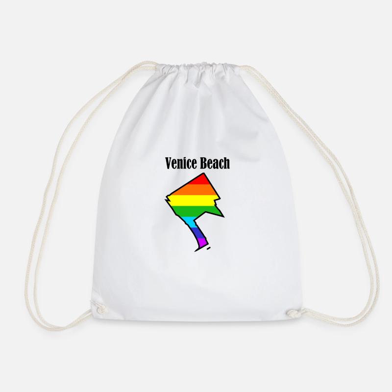 Venice Beach L.A. rainbow - Drawstring Bag - white