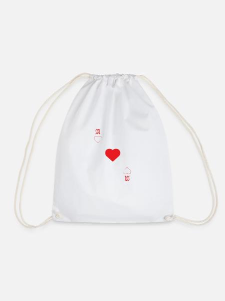 Ace Card Heart Happiness Love Gift Joy - Drawstring Bag - white