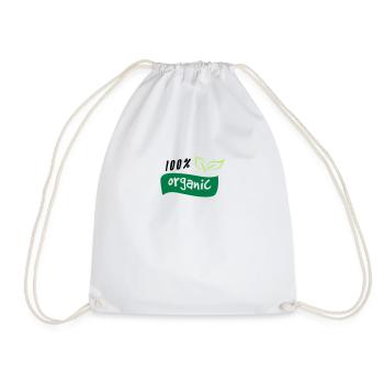 100% Organic Organic Green Logo Natur Öko Bio - Drawstring Bag - white - Front