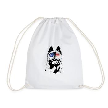 American AKITA America Flag Sunglasses Wilsigns - Drawstring Bag - white - Front