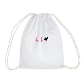 Chien, Heartbeat & cute dog - Sac de sport léger - blanc - Devant