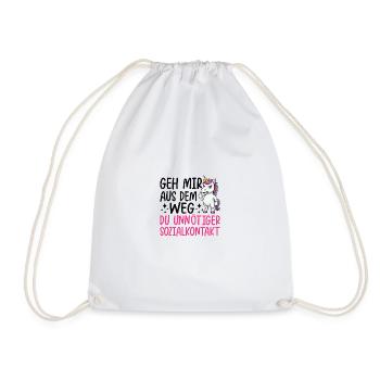 Get out of my way, you unnecessary social contact - Drawstring Bag - white - Front
