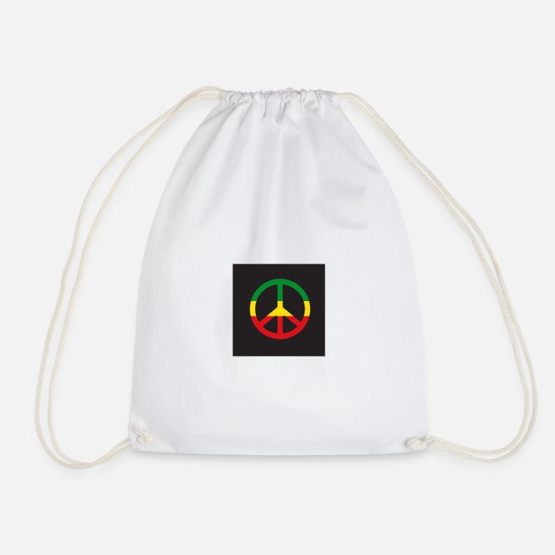 Reggae Peace Sign - Drawstring Bag - white