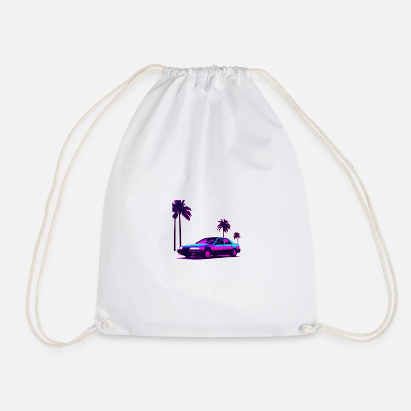 VAPORWAVE Car - Drawstring Bag - white