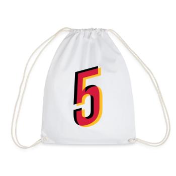 5 Number Germany Jersey Number Black Red Gold - Drawstring Bag - white - Front
