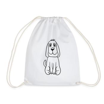 chien assis mignon petit chiot heureux animal de compagnie - Sac de sport léger - blanc - Devant