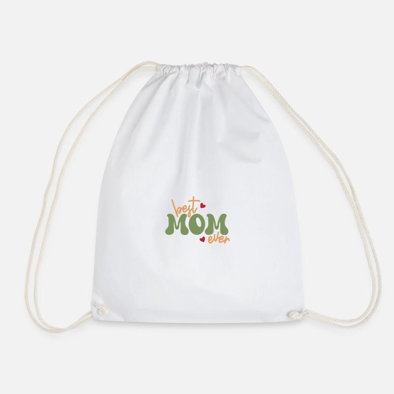 Best Mom Ever Heart Typography - Drawstring Bag - white