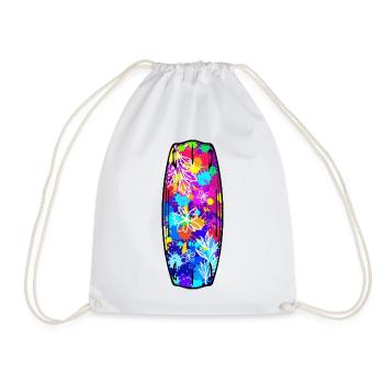 Surfboard, Water Sports, Wakeboard, Surfing, Waterskiing - Drawstring Bag - white - Front