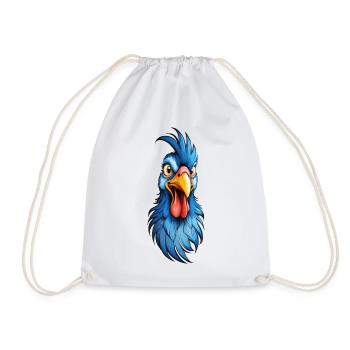 A blue-feathered rooster - Drawstring Bag - white - Front