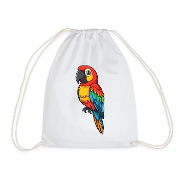 Colorful Parrot Illustration - Drawstring Bag - white - Front