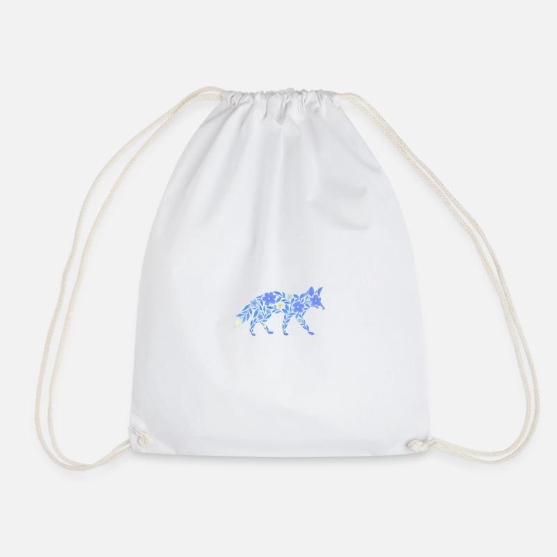 Nordic Floral - Heller Blaufuchs - Turnbeutel - Weiß