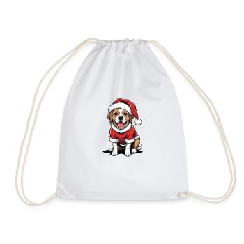 Santa Dog Santa Claus Dog Gift - Drawstring Bag - white - Front