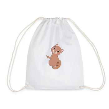 Cat Middle Finger - Drawstring Bag - white - Front