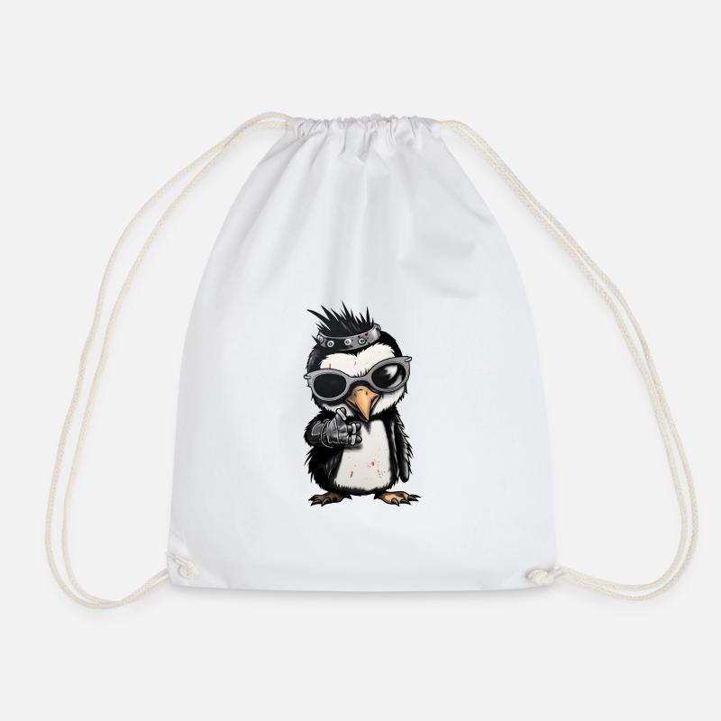 Coole Punk Rock Pinguin Entzückendes Tier - Turnbeutel - Weiß