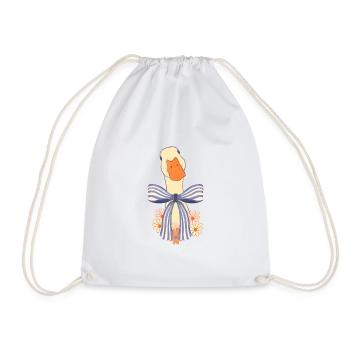 Oie pastel avec nœud et fleurs - Sac de sport léger - blanc - Devant