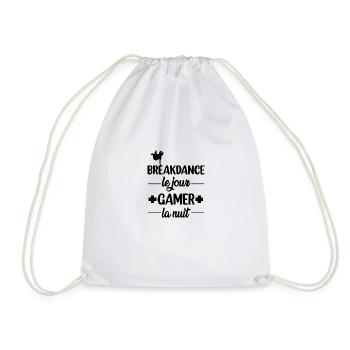 Breakdance le jour gamer la nuit t-shirt danceur - Sac de sport léger - blanc - Devant