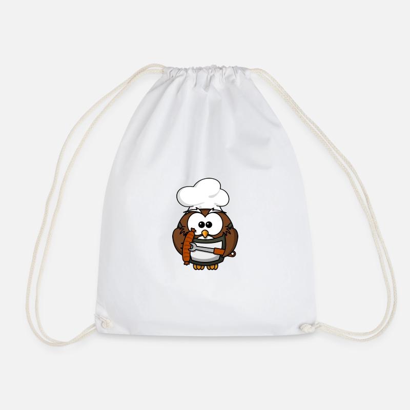 Owl cook - Drawstring Bag - white