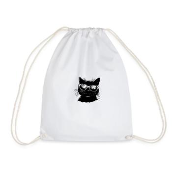 Katze mit Brille - Turnbeutel - Weiß - Vorne