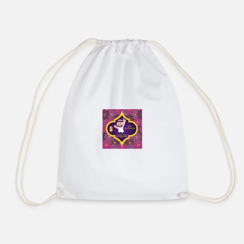 Ramadan, Eid Mubarak - Drawstring Bag - white