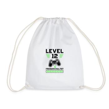Level 12 Freigeschaltet - 12. Geburtstag - Turnbeutel - Weiß - Vorne