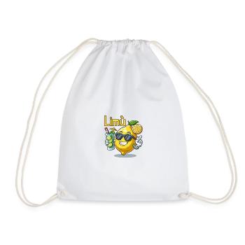 Lemon Character with Sunglasses and Cocktail - Drawstring Bag - white - Front
