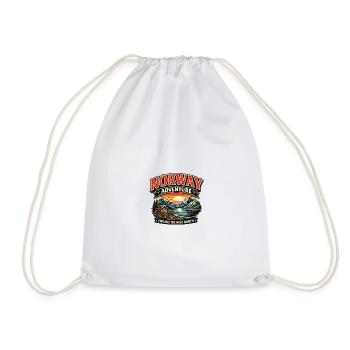 Norway Adventure: Wild North Sunset - Drawstring Bag - white - Front