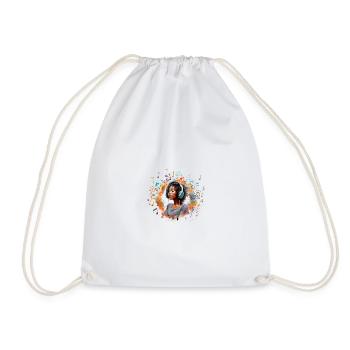 Fille avec des écouteurs écoutant de la musique 1 - Sac de sport léger - blanc - Devant