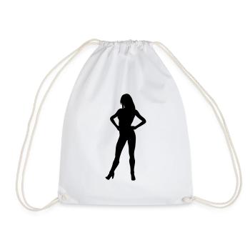 Woman body Silhouette vector design - Drawstring Bag - white - Front