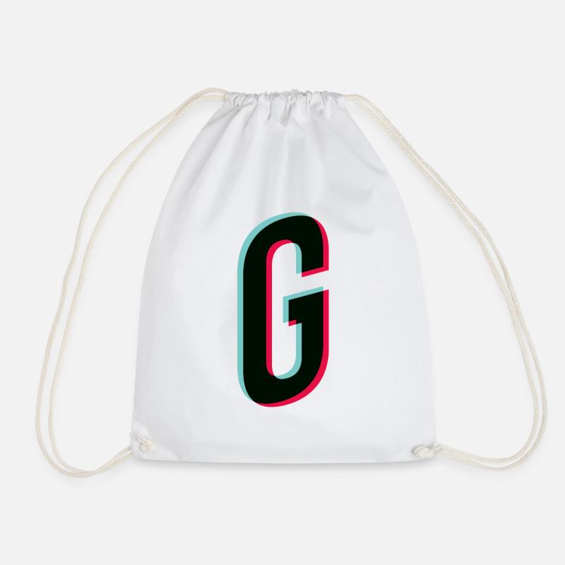 G - letter - G - Drawstring Bag - white