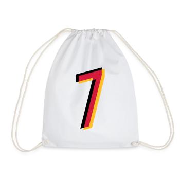 7 Number Germany jersey number black red gold - Drawstring Bag - white - Front