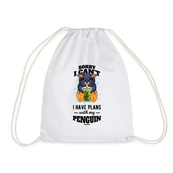 Sorry I Can't I Have Plans With My Penguin - Drawstring Bag - white - Front