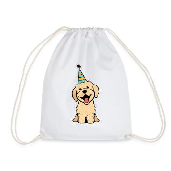 Un chien mignon avec chapeau de fête - Sac de sport léger - blanc - Devant