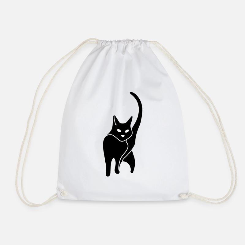 BLACK CAT - Drawstring Bag - white