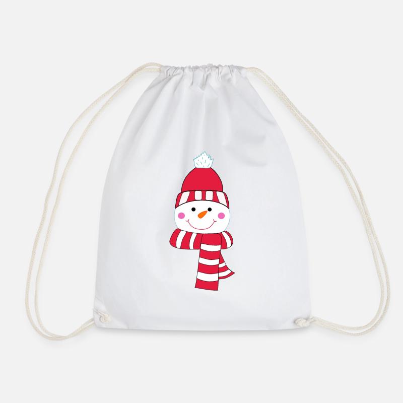 Snowman - Drawstring Bag - white